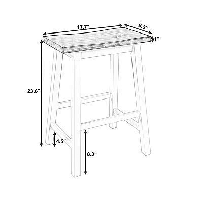Merax Farmhouse Rustic 2-piece Counter Height Wood Kitchen Dining Stools