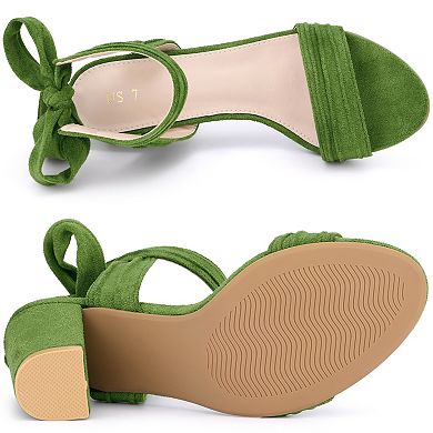 Women's Open Toe Tie Back Ankle Strap Block Heels