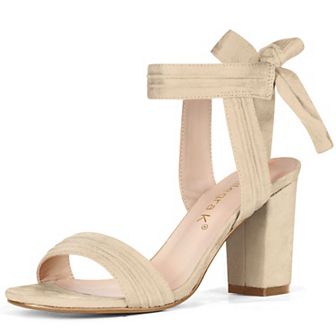 Women's Open Toe Tie Back Ankle Strap Block Heels
