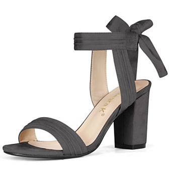 Women's Open Toe Tie Back Ankle Strap Block Heels