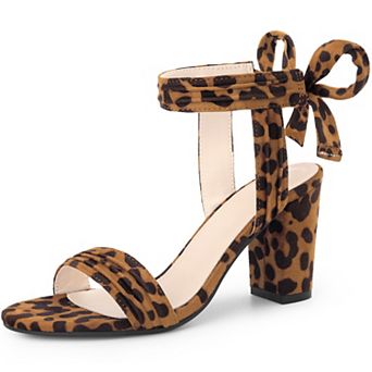 Women's Open Toe Tie Back Ankle Strap Block Heels