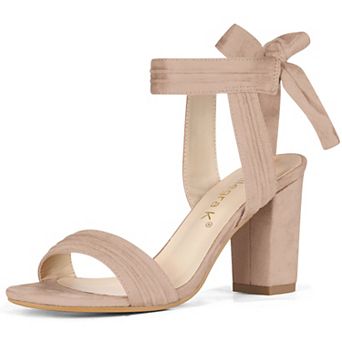 Women's Open Toe Tie Back Ankle Strap Block Heels