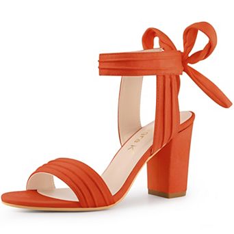 Women's Open Toe Tie Back Ankle Strap Block Heels