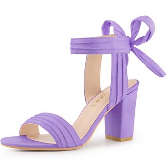 Women's Open Toe Tie Back Ankle Strap Block Heels