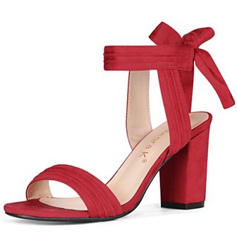 Women's Open Toe Tie Back Ankle Strap Block Heels