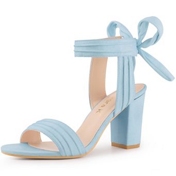 Women's Open Toe Tie Back Ankle Strap Block Heels