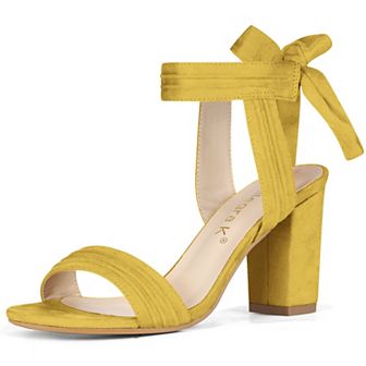 Women's Open Toe Tie Back Ankle Strap Block Heels