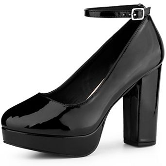 Ankle Strap Platform Chunky Heel Pumps for Women