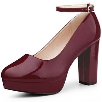 Ankle Strap Platform Chunky Heel Pumps for Women