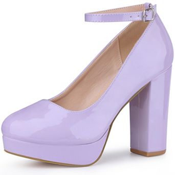 Ankle Strap Platform Chunky Heel Pumps for Women