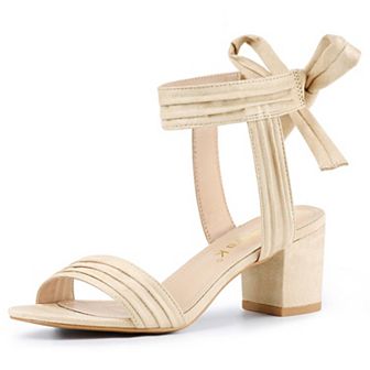 Women's Open Toe Ankle Tie Back Block Heels Sandals