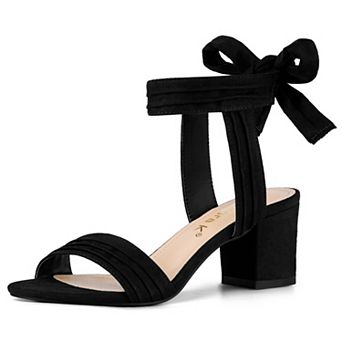 Women's Open Toe Ankle Tie Back Block Heels Sandals