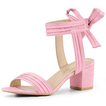 Women's Open Toe Ankle Tie Back Block Heels Sandals