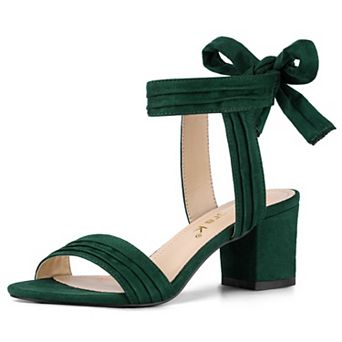 Women's Open Toe Ankle Tie Back Block Heels Sandals