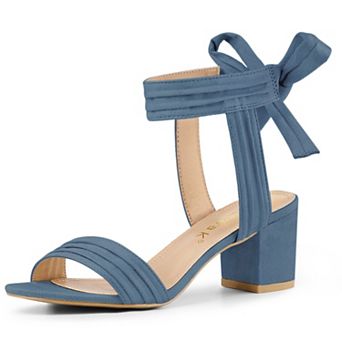 Women's Open Toe Ankle Tie Back Block Heels Sandals