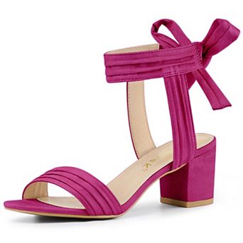 Women's Open Toe Ankle Tie Back Block Heels Sandals