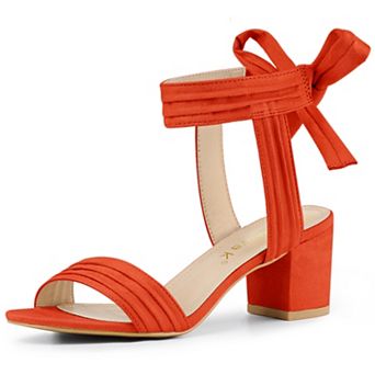 Women's Open Toe Ankle Tie Back Block Heels Sandals