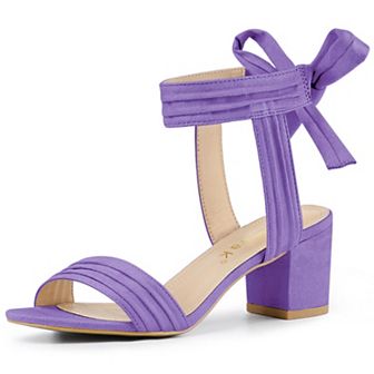 Women's Open Toe Ankle Tie Back Block Heels Sandals