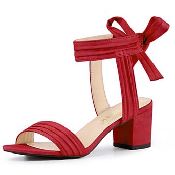 Women's Open Toe Ankle Tie Back Block Heels Sandals