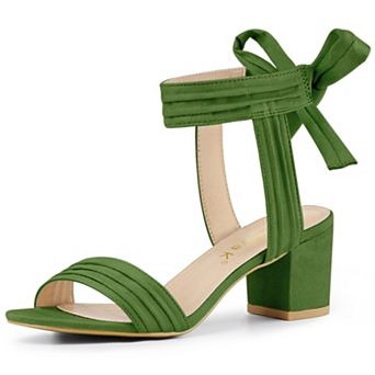 Women's Open Toe Ankle Tie Back Block Heels Sandals
