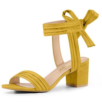 Women's Open Toe Ankle Tie Back Block Heels Sandals