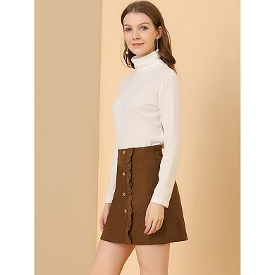 2 Packs Women's Corduroy High Waist Button Decor a Line Mini Skirt