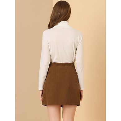 2 Packs Women's Corduroy High Waist Button Decor a Line Mini Skirt
