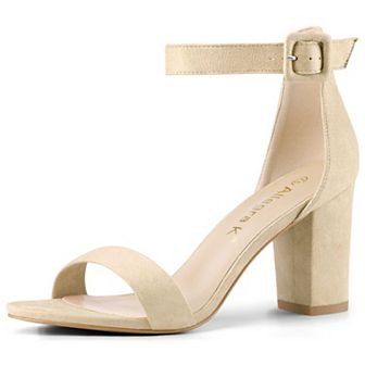 Women's Open Toe High Chunky Heel Buckle Ankle Strap Sandals