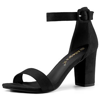 Women's Open Toe High Chunky Heel Buckle Ankle Strap Sandals