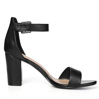 Women's Open Toe High Chunky Heel Buckle Ankle Strap Sandals