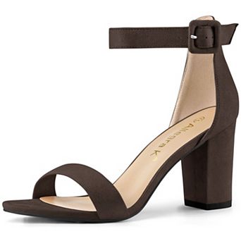Women's Open Toe High Chunky Heel Buckle Ankle Strap Sandals