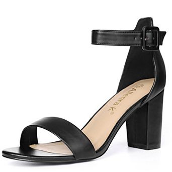 Women's Open Toe High Chunky Heel Buckle Ankle Strap Sandals