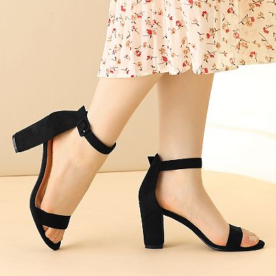 Ankle Strap Open Toe Chunky High Heels Sandals for Women