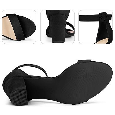 Ankle Strap Open Toe Chunky High Heels Sandals for Women
