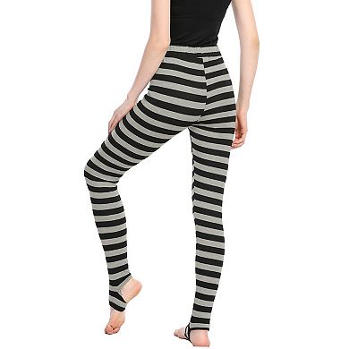 2 Packs Women's Stripes High Waist Elastic Waistband Stirrup Leggings