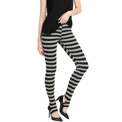 2 Packs Women's Stripes High Waist Elastic Waistband Stirrup Leggings