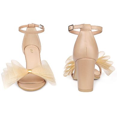 Bow Tie Ankle Strap Chunky High Heels Sandals for Women
