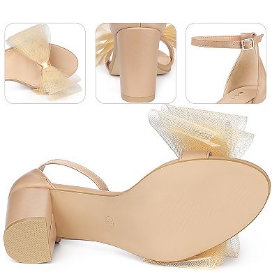 Bow Tie Ankle Strap Chunky High Heels Sandals for Women