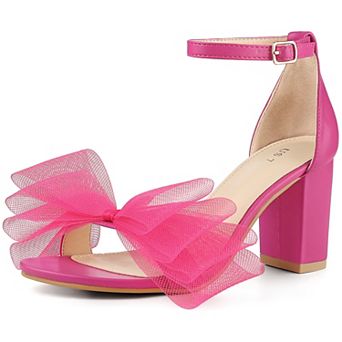 Bow Tie Ankle Strap Chunky High Heels Sandals for Women