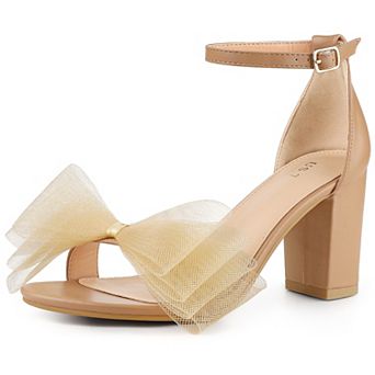 Bow Tie Ankle Strap Chunky High Heels Sandals for Women