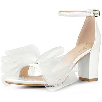 Bow Tie Ankle Strap Chunky High Heels Sandals for Women