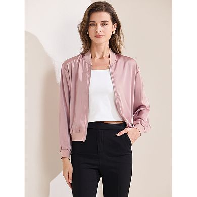 Women's Jacket Zip Up Coat Long Sleeve Outerwear Casual Lightweight Top