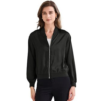 Women's Jacket Zip Up Coat Long Sleeve Outerwear Casual Lightweight Top