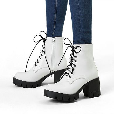 Women's Platform Chunky Heel Combat Boots