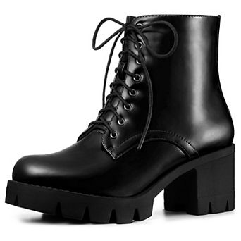 Women's Platform Chunky Heel Combat Boots