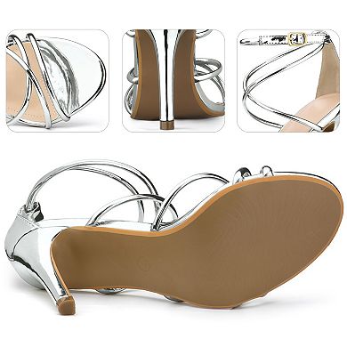 Crisscross Strappy Open Toe Stiletto Heel Sandals for Women