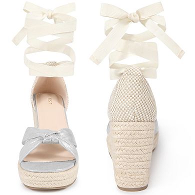 Espadrilles Platform Ankle Strap Wedges Heel Lace Up Sandals for Women