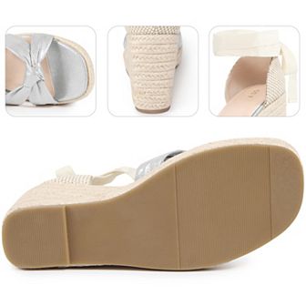 Espadrilles Platform Ankle Strap Wedges Heel Lace Up Sandals for Women