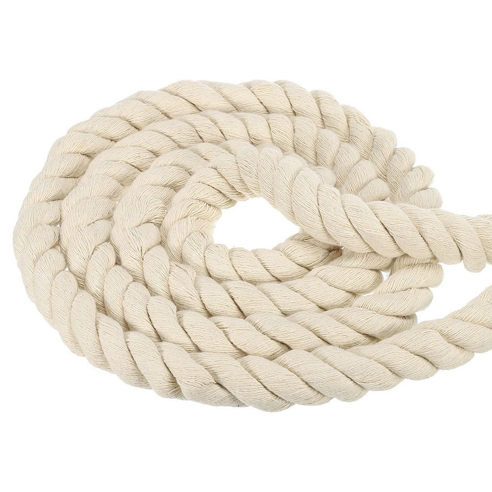 1 Inch x 15 Feet Natural Twisted Cotton Rope, 3 Strand Soft Craft Rope ...