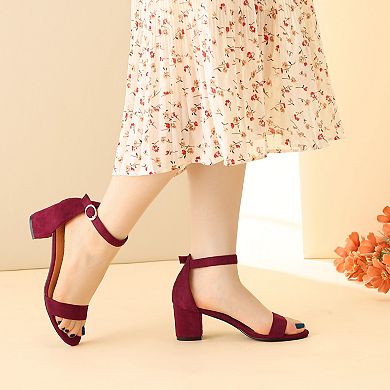 Ankle Strap Open Toe Block Heels Sandals for Women